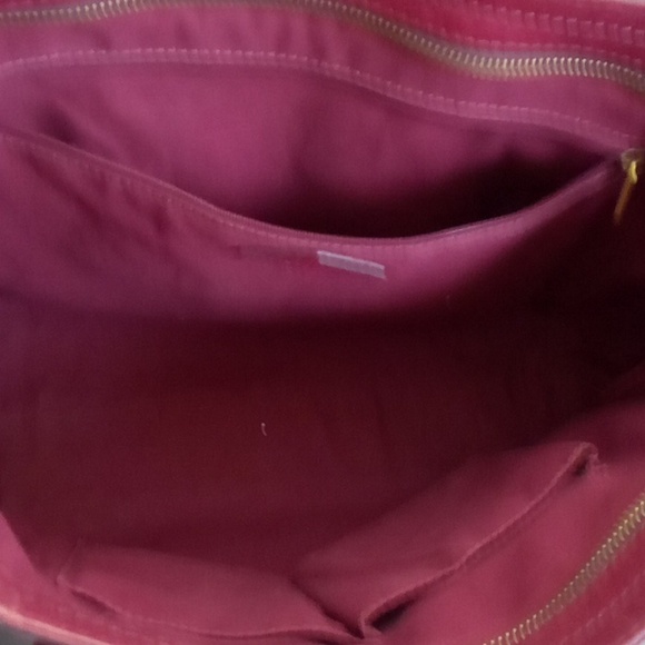 Vintage Fossil Deep Red 2 handle Handbag w/Logo Key - Picture 7 of 10